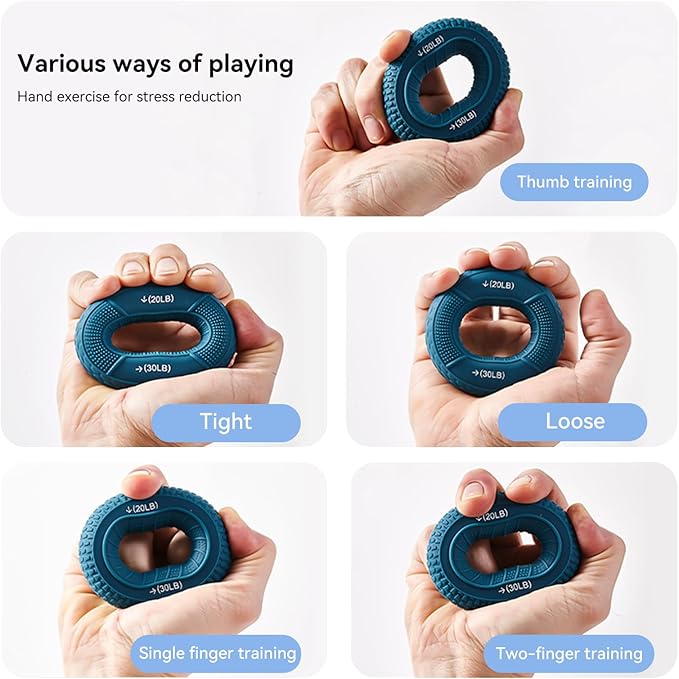 Hand Grip Strengthener, Grip Strength Trainer, Fingers Exerciser - Silicone Rings for Muscle Training Sports Rock Climbing Finger Rehabilitation Training,Hand & Wrist Muscles Trainer Stress Relief,5 Resistance Levels