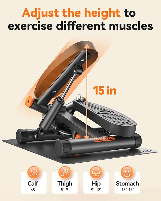 Niceday Steppers for Exercise, Stair Stepper with Resistance Bands, Mini Stepper with 300LBS Loading Capacity, Hydraulic Fitness Stepper with LCD Monitor