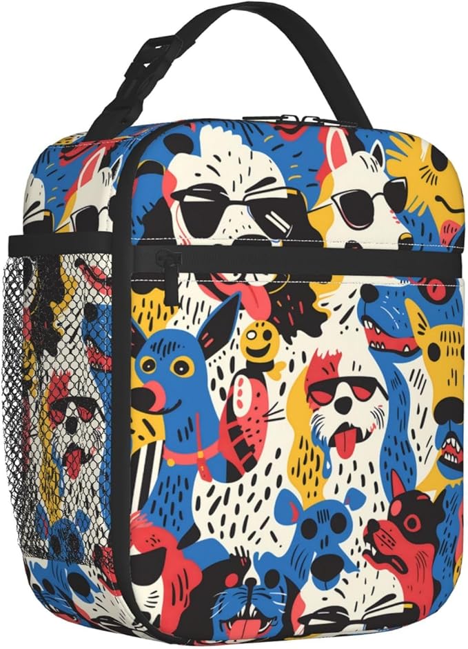 Insulated Lunch Box for Women Men, Dog Lunch Box Reusable Portable Lunch Bag Cooler Tote Waterproof Lunch Container for Office Picnic Work Travel