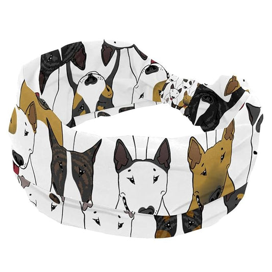 Wide Headband for Women Soft Hair Head Band Sport Hair Band for Workout Yoga Running, Colorful Bull Dogs