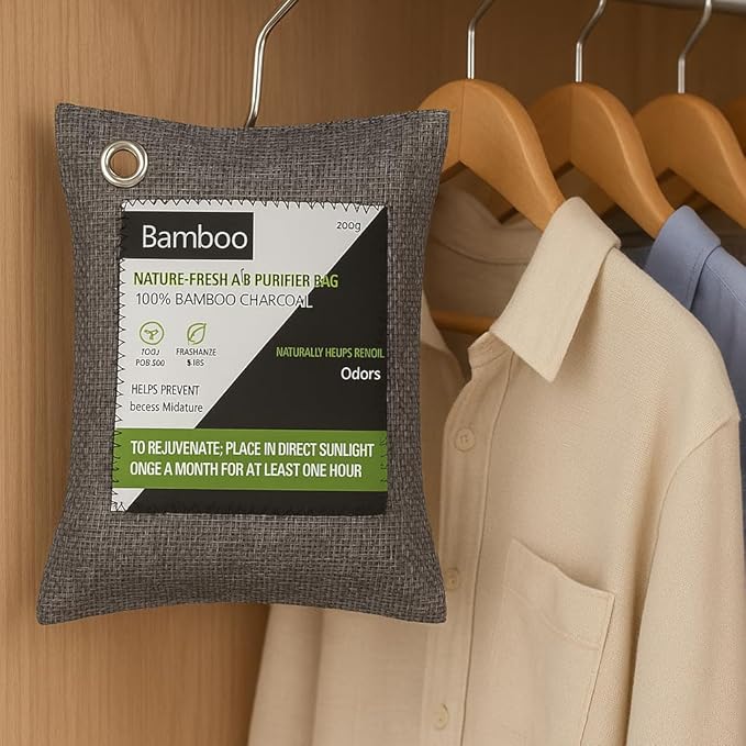 3 PCS Air Purifier Bags, Activated Charcoal Air Purifying Deodorizer Bag, Wardrobe, Air Freshner, Odor Eliminators for Home, Cars, Closets, Bathrooms