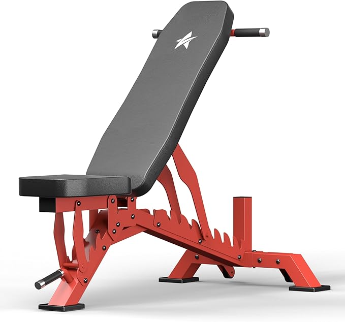 Weight Bench, Adjustable Workout Bench for Home Gym Full Body Workout, 1300LBS Weight Capacity Bench Press, Flat/Incline/Decline Bench with 33" Extra-Long Backrest & Wheels