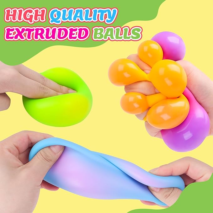 Stress Balls 4 Pack for Adults and Kids, Color Changing Squeeze Toys, Sensory Toys for Kids with Autism, Squishy Fidget Toys for Stress and Anxiety Relief, Prize for Classroom