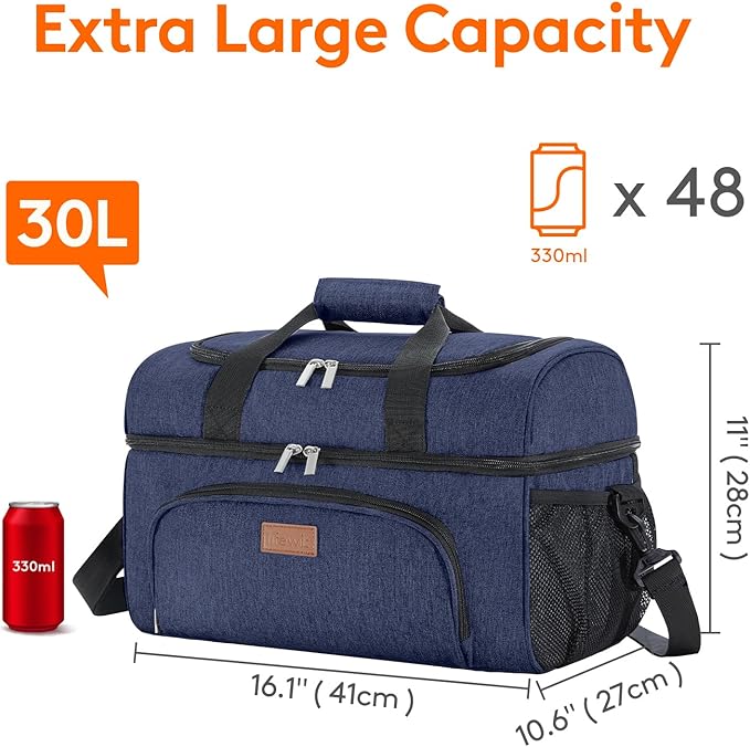 Lifewit Insulated Cooler Bag, 32/48 Can Large Leakproof Beach Cooler, Lightweight Portable Double Layer Soft-Sided Travel Ice Chest for Camping, Kayaking, Road Trips, Grocery Shopping