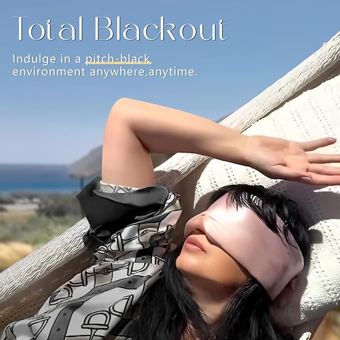 ZIMASILK 100% 22 Momme Mulberry Silk Sleep Mask - Full Silk Filled, Ultra-Soft & Breathable, Face-Hugging Blackout Eye Cover for Sleeping (Pink)