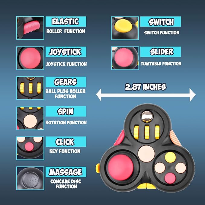 Fidget Toys Adults Pack 5Pcs,Fidget Spinner with Magnetic Rings Gyro,Fidget Controller Autism Sensory Toys,ADHD Stress Anxiety Desk Fidgets,Easter Basket Stuffers for Kids Teen Boys(BK)