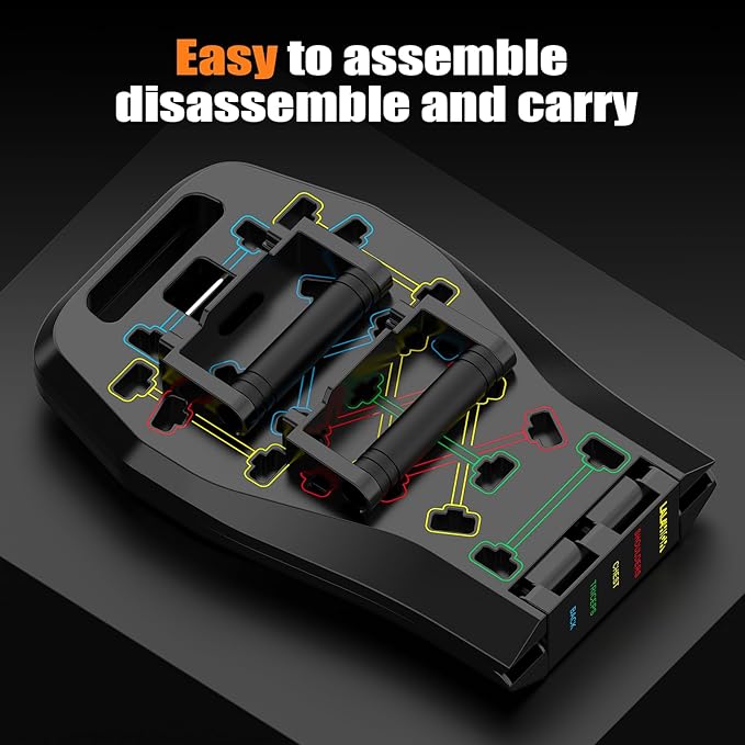 LALAHIGH Push Up Board,36 in 1 Home Gym Equipment with Ab Roller Wheel & Resistance Bands, Portable Foldable Workout Board for Full Body Strength Training Men Women