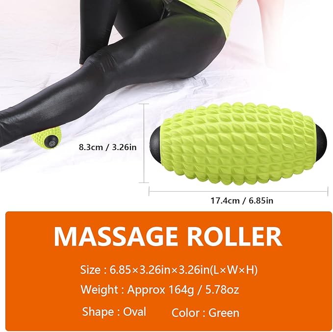 Massage Roller, Deep Tissue Massage for Myofascial Release, Muscle Roller for Exercise and Workout Recovery, Alleviating Neck, Back, Legs, Foot or Muscle Tension - Green