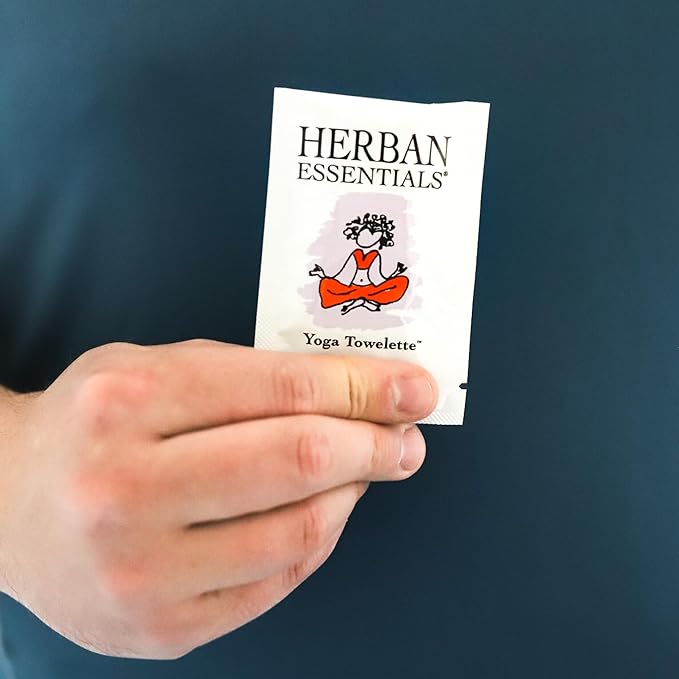 Herban Essentials - Yoga Mat Wipe Cleaner - Lavender Essential Oil Wipes for Mats and Hands, Moist Towelettes Individually Wrapped - Deep-Cleaning for All Fitness Gear - 20 Count