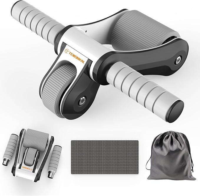 Portable Ab Roller Wheel with Knee Pad & Storage Bag, Foldable Design Quiet Wheels with Smooth Bearings, At Home Gym Travel for Strength Training