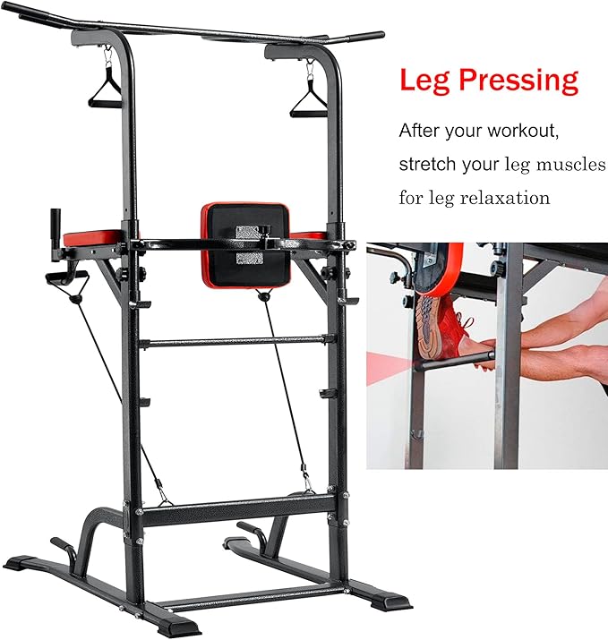 Power Tower Pull Up Bar Station Multi-Function Adjustable Strength Training Equipment Home Gym Strength Training Workout Equipment 440LBS