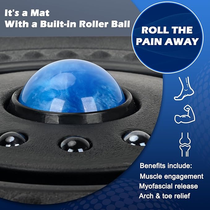 Standing Desk Anti Fatigue Mat Balance Board with Marble, 360° Rotation Exercise Wooden Wobble Board Stability Rocker Perfect for Office, Workstation, Home, Gym, Kitchen