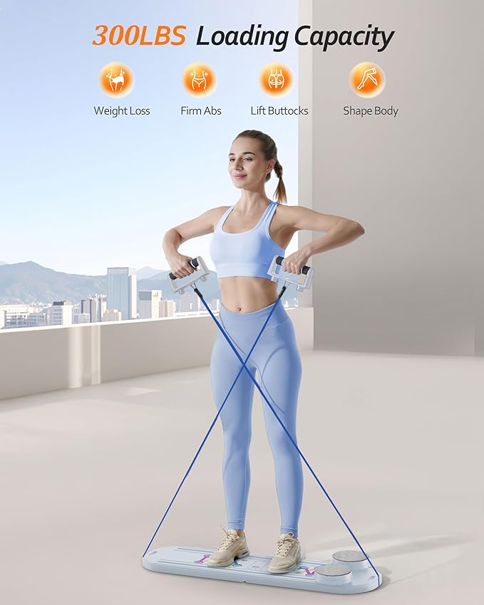 Pilates Board Pilates Reformer Set, Multifunctional Pilates Board for Home Workout, Foldable Abs Core Trainer Board,Pilates Board for Women, Men & Beginners for Full-Body Workouts