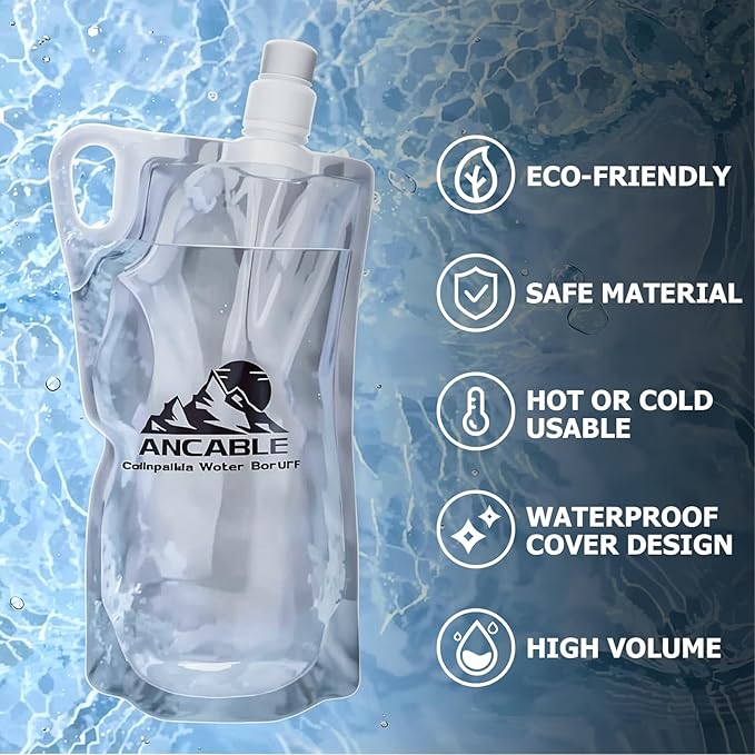 33oz Collapsible Water Bottles, 3-Pack Reusable Travel Foldable Water Bottles for Hiking Camping Running Bike, BPA-Free Water Bottle