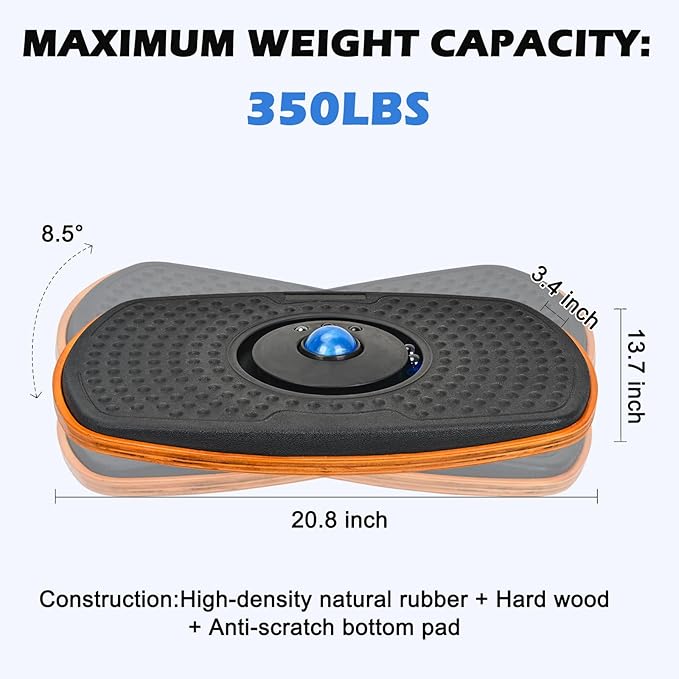 Standing Desk Anti Fatigue Mat Balance Board with Marble, 360° Rotation Exercise Wooden Wobble Board Stability Rocker Perfect for Office, Workstation, Home, Gym, Kitchen