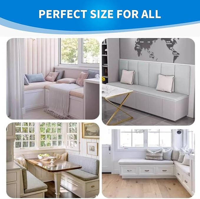 Loveboat Washable Bench Cushion, Non-Slip Bench Pad for Shoe Storage, Window, Piano, Dining 34"x14"x2" Greybrown