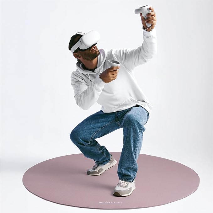 Navaris Round Yoga Mat - 47" Diameter Circular Exercise Mat 1/4" Thick - Non-Slip Mat for Cardio, Workout, Fitness, Tai Chi, Meditation - Size Small