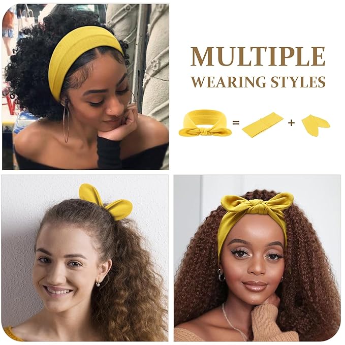 DRESHOW 8 Pack Bow Headbands for Women Girls Elastic Headwraps Knotted Headband Rabbit Ears Turban Non-Slip Sport Cute Hair Accessories