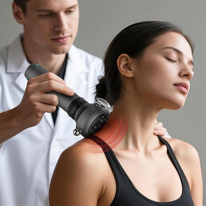 M1 Max Deep Tissue Vibration Therapy Massage Gun – 6500 RPM Handheld Muscle Massager with Thumb Head for Trigger Point & Full Body Pain Relief, Handheld Massager for Back, Neck