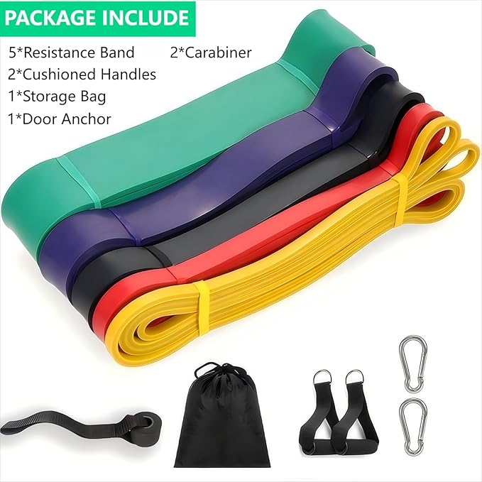 Professional Resistance Bands Set - Versatile Pull Up Bands for Working Out, Physio Therapy, and Muscle Training; Includes Door Anchor & Handles for Home Fitness - Ideal for Both Men and Women