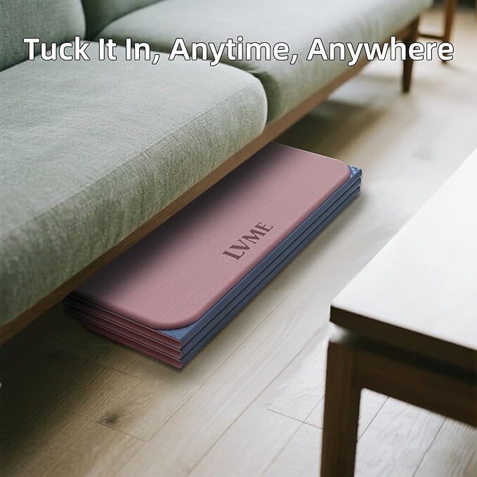 Foldable Yoga Mat, Extra Thick 0.32 inch, SGS Certifed, Non Slip, 71 x 24 inches, Foldable for Travel, Pilates, Camping, Environmental Sports Mat, Odorless TPE Material