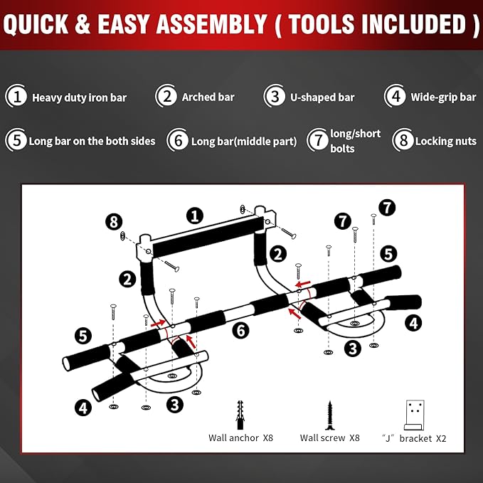 TOPOKO Upgrade Pull Up Bar for Doorway - Max Capacity 440 lbs, Portable Upper Body Workout Bar for Strength Training