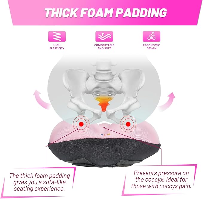 YLG Bike Seat Cover, Memory Foam & Gel Bike Seat Cushion Cover for Men Women, Comfortable Bicycle Seat Cover for Peloton/Fixed/Cruiser/Indoor/Outdoor Bike seat with Waterproof Cover