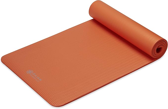 Gaiam Essentials Thick and Thin Yoga Mat Fitness & Exercise Mat with Easy-Cinch Carrier Strap