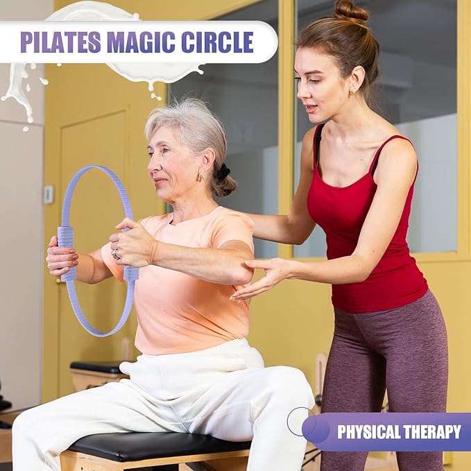 Pilates Ring, 13.5"/12" Silicone Magic Circle with Training Poster & Portable Bag, Pilates Ring Circle for Inner Thigh Workout, Yoga, Lose Weight & Physical Therapy for Women