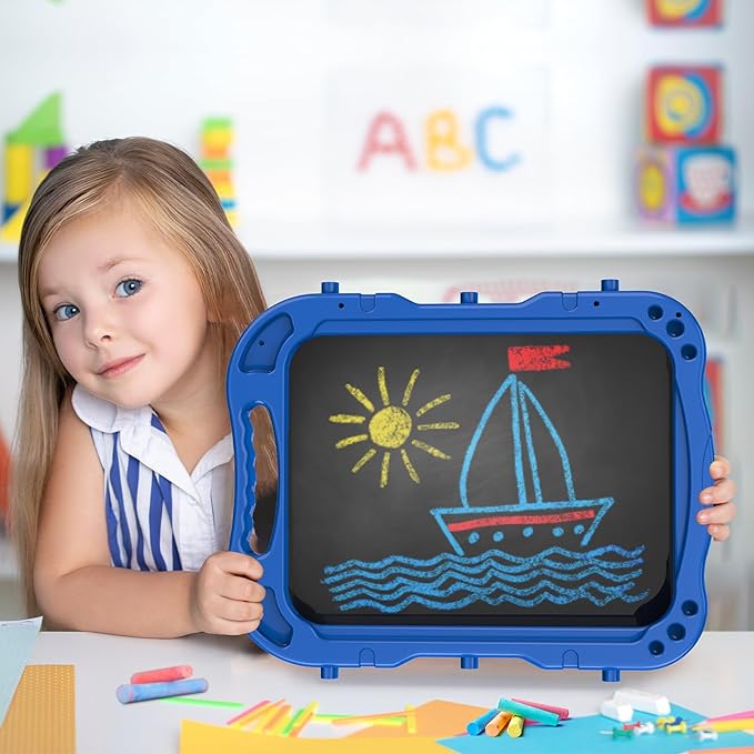 Amagoing Art Easel for Kids Age 3 4 5, Adjustable Standing Toddler Easel Drawing White Board Chalkboard with Painting Accessories, Birthday Gifts Learning Educational Toy for Boys Girl 3-5 Year Old