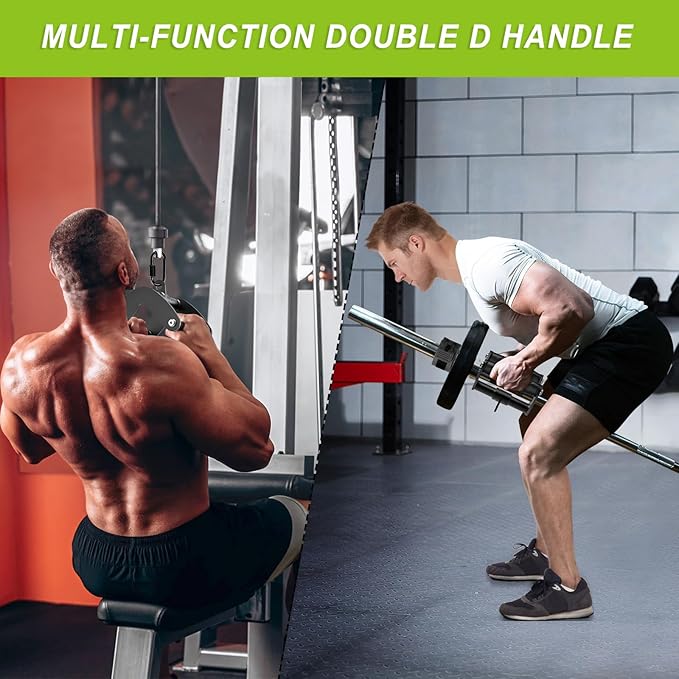 SELEWARE Triceps LAT Pulldown Attachments Home Gym Workout Accessories with Non-Slip Soft Rubber Grip Cable Machine Attachments Triceps Rope Double D Row Handle Pull Down Bar Straight Bar Exercise