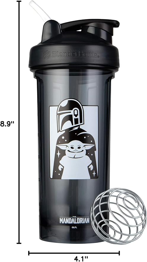 BlenderBottle Star Wars Shaker Bottle Pro Series Perfect for Protein Shakes and Pre Workout, 28-Ounce, Mandalorian & Child