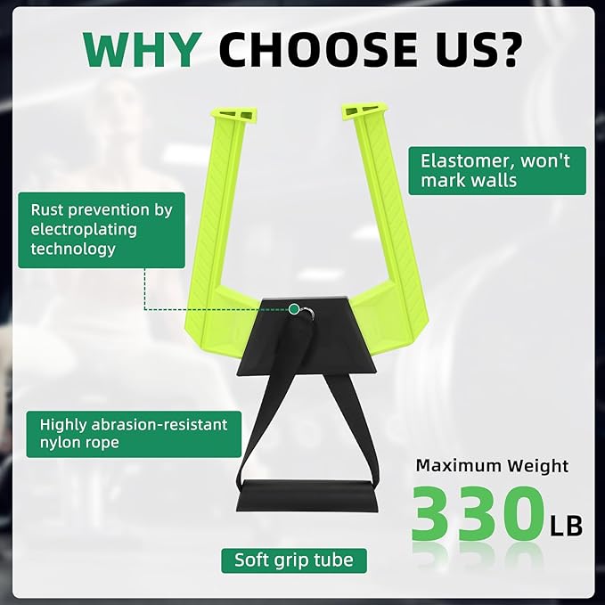 Portable Pull Up Bar for Doorway,Travel Pull Up Bar,Adjustable Home Gym Equipment,Dual Handle Design for Pull-Ups,Maximum Load Capacity of 330lb, No Screws Installation,Green