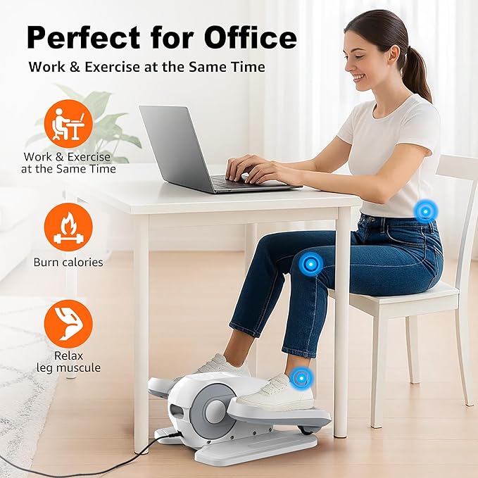 Under Desk Elliptical, Electric Leg Exerciser as Seen on TV for Seniors with 12 Adjustable Speed, Quiet Portable Electric Seated Pedal Exerciser Machine with Remote Control for Home Office