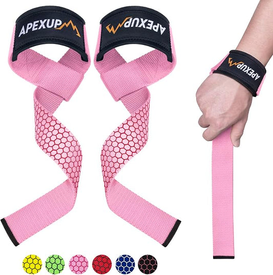 APEXUP Weight Lifting Straps for Weightlifting, Lifting Wrist Straps Gym, Deadlift Strap, Anti Slip Silicone Weightlifting Strap Men Women Powerlifting, Strength Training