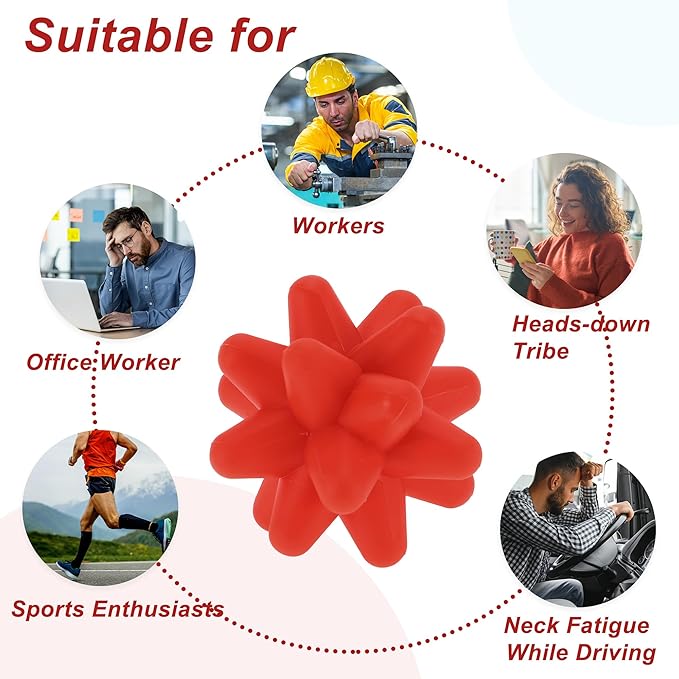 VOCOSTE Silicone Massage Ball, Fascia Massage Ball Tool for Trigger Point Pain Release, Foot Acupoint Trigger, Myofascial Massager for Exercise, Red