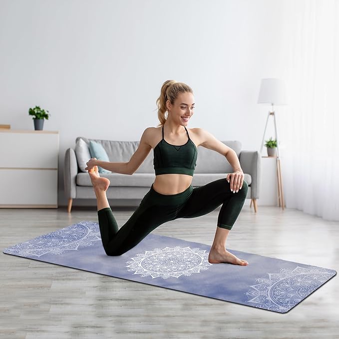 FOLAI Extra Thick Yoga Mat 6mm - Non-Slip Exercise Mat for HIIT, Pilates & Home Workouts & Workout with Free Carry Strap