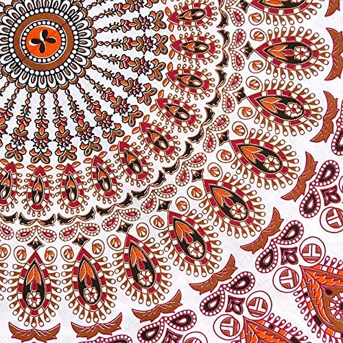 Eyes of India - Mandala Floor Pillow Cover Meditation Cushion Seating Throw Hippie Round Colorful Decorative Bohemian Indian Pouf Ottoman Handmade Cover ONLY (N1 Orange, 32" x 32")