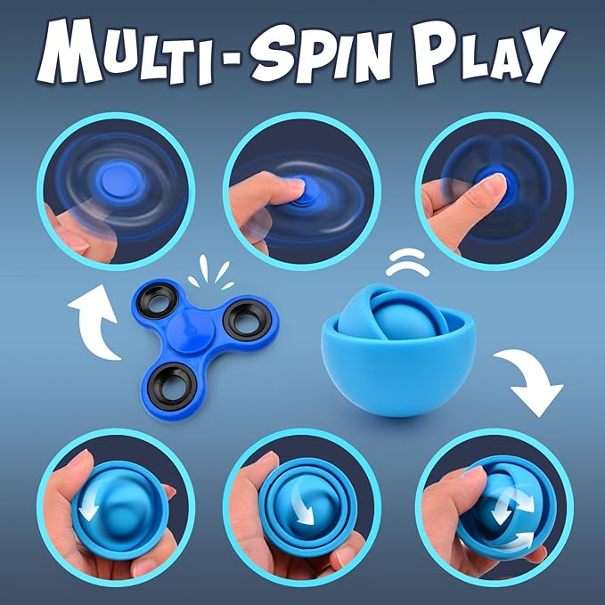 Fidget Toys Adults Pack 10Pcs,Fidget Spinner with Magnetic Rings Gyro,Fidget Controller Autism Sensory Toys,ADHD Stress Anxiety Desk Fidgets,Easter Basket Stuffers for Kids Teen Boys(BB)