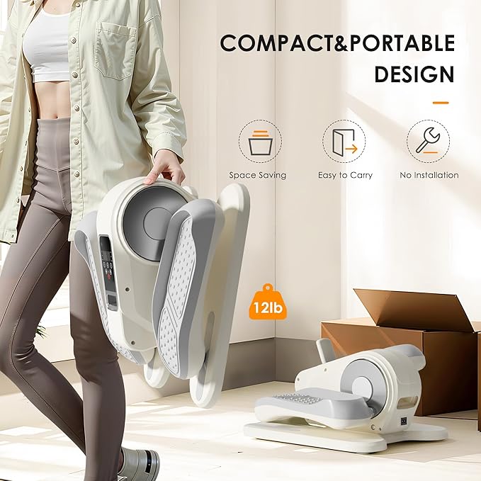 SogesPower Under Desk Elliptical Exercise Machine, Ellipse Leg Exerciser for Seniors with 12 Adjustable Speeds, Electric Seated Pedal Exerciser for Home with Remote Control