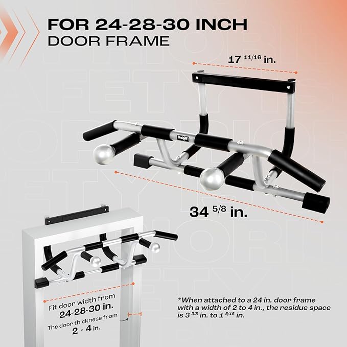 Yes4All Heavy Duty Wall Mounted Pull Up Bar, Over Door Pull Up Bar for Doorway, Multi Grip Chin Up Bar, Sturdy Strength Training Bars & Durable Gym Bar for Home Exercise
