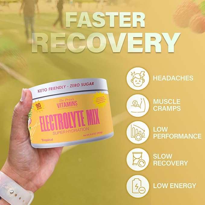 Dr. Price’s Electrolyte Mix | Sugar-Free Hydration Powder with 72+ Trace Minerals | No Sugar, Fast-Dissolving Electrolytes Powder Packets | Tropical, 90 Servings