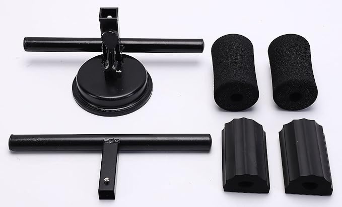 Black Sit Up Bar for Home Workouts - Abs Exercise Equipment with Foot Holder & Suction Cup Anchor