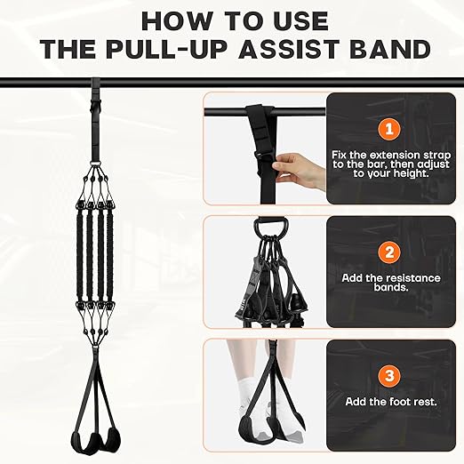 Pull Up Assistance Bands - Adjustable Heavy Duty Pull Up Assist Workout Bands for Men, Women, and Seniors - Resistance Bands for Pull Ups - Pull Up Bar Accessories (Black)