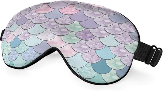 Mermaid Scales Eye Mask Sleeping Mask Pink Purple Blue Green Scales Marine Life Sleep Masks Silky Soft Eye Cover for Women Men Shading Blindfold for Air Travel Sleeping