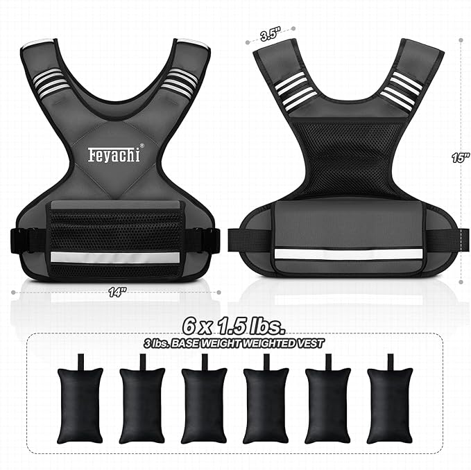 Feyachi Adjustable Weighted Vest - 3-12 lbs/12-20 lbs/20-32 lbs X Type Weight Vest with Reflective Stripe Ideal for Running Workout and Training