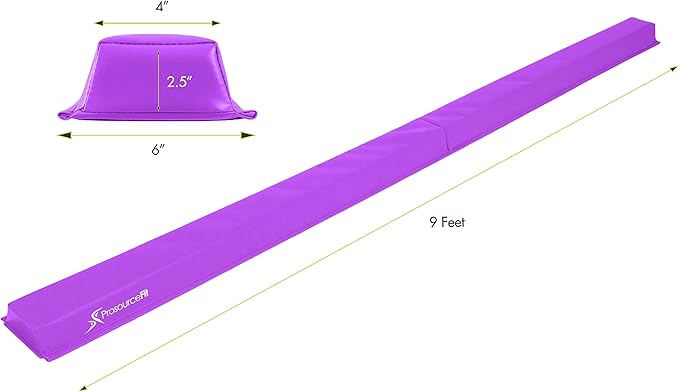 ProsourceFit Gymnastics Balance Beam for Kids, 9ft Long Firm Folding Floor Beam with Non-Slip 4-inch Wide Surface for Safe Gymnastics Practice at Home or Gym