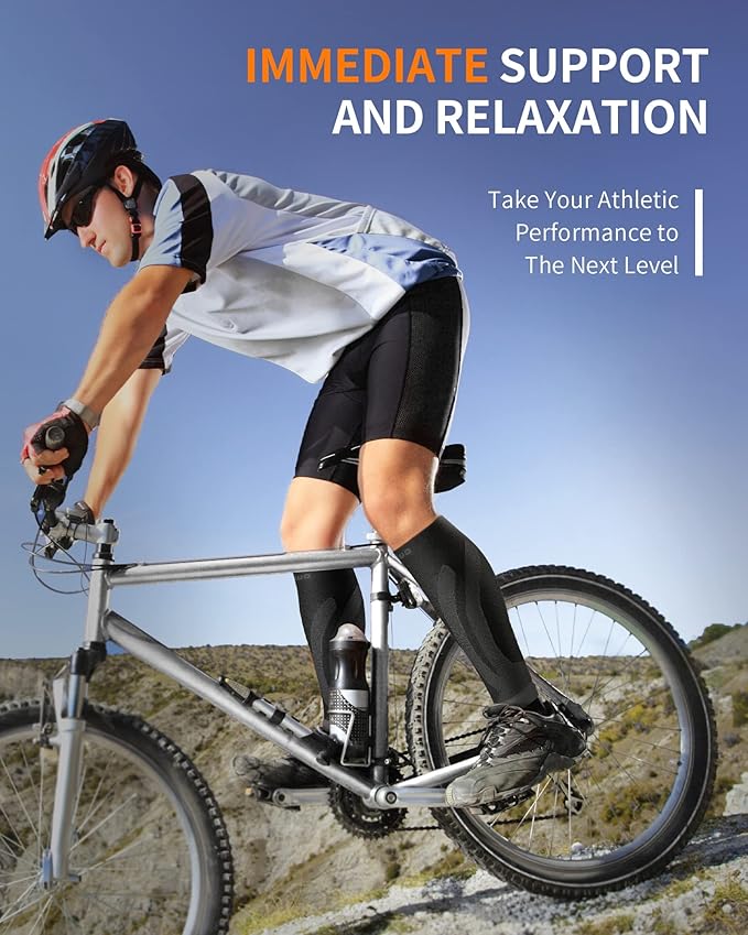 CAMBIVO 3 Pairs Calf Compression Sleeves for Men & Women – Footless Compression Socks for Shin Splints, Pain Relief, Varicose Veins – Leg Support for Running, Travel, Fitness, Nursing