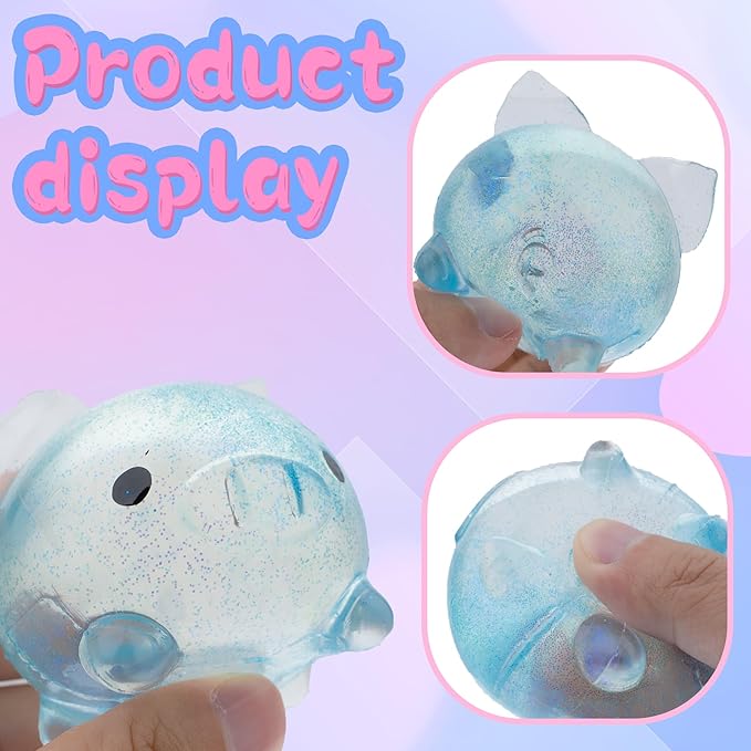 Pig Squisheez Stretch Balls, Squishy Pig 4 Pack, Stress Relief Balls (Set of 4) - Anxiety Relief Squeezing Squishy Balls Funny Fidget Toy