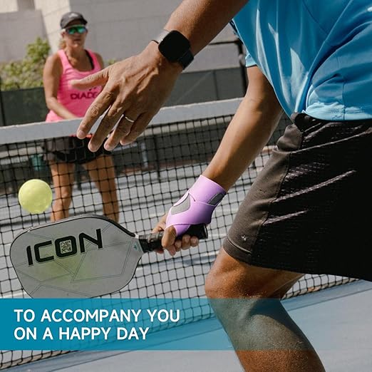 Pickleball Wrist Brace Support for Tennis, Ultra Thin Elastic Wrist Wraps, Lightweight, Breathable and Skin Friendly (Left+Right, Violet)